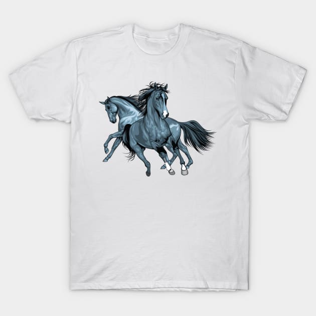 Two running horse print - Horse - T-Shirt | TeePublic